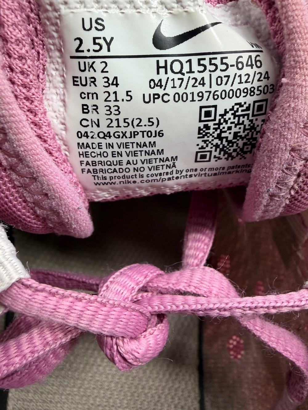 Kids Nike Air 270 Pink Athletic Sneakers Sz.2.5 - Picture 8 of 8